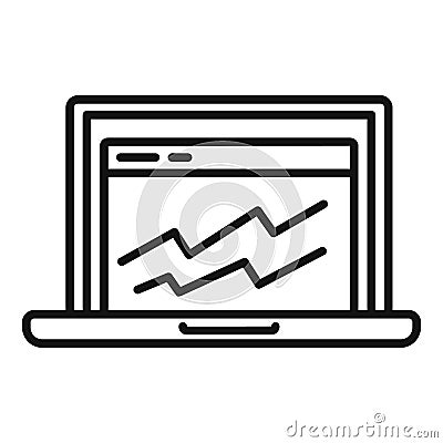 Accounting laptop graph icon, outline style Vector Illustration