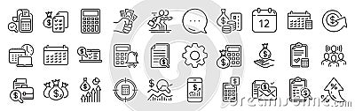 Accounting line icons. Set of Calculation, Check investment and Report. App line icons. Vector Vector Illustration