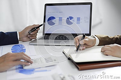 Accounting planning, investment management, meeting consultants, management review, presentation of ideas Stock Photo