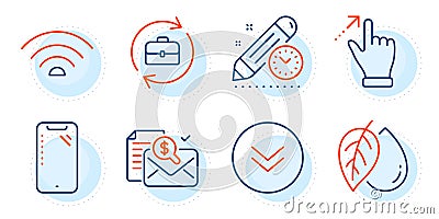 Accounting report, Project deadline and Touchscreen gesture icons set. Vector Vector Illustration