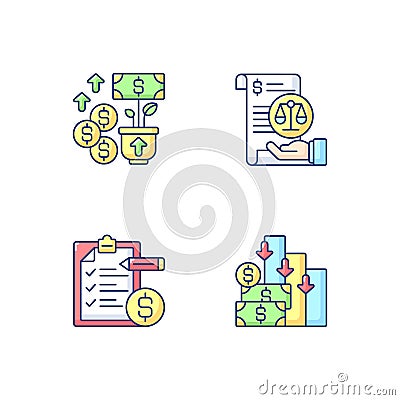 Accounting RGB color icons set Cartoon Illustration