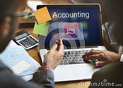 Accounting Statistics Technology Application Concept Stock Photo