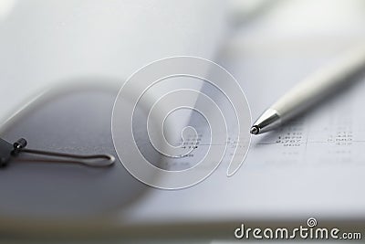 Accounting tools on papers Stock Photo
