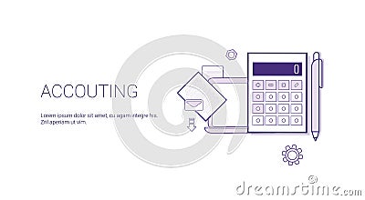 Accounting Web Banner With Copy Space Business Finance Management Concept Vector Illustration