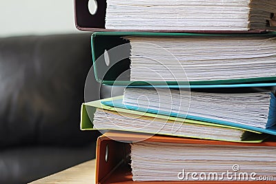 Finance Accounts bookkeeping files on table Stock Photo