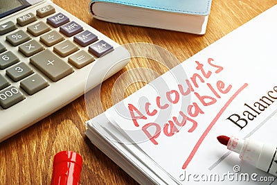 Accounts payable handwritten on balance sheet Stock Photo