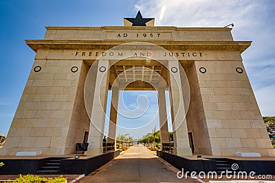 ACCRA,REPUBLIC OF GHANA - APRIL 30,2018:Independence Memorial Arch at Independence Square in the center of Accra Editorial Stock Photo