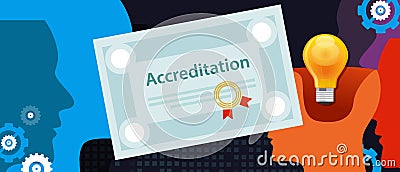 Accreditation authorized organization business certificate paper with stamp Vector Illustration