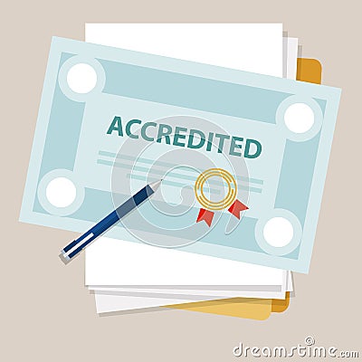 Accredited authorized organization business certificate paper with stamp Vector Illustration