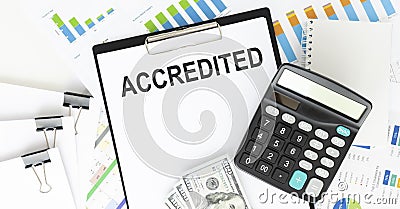 Accredited write on a paperwork isolated Stock Photo