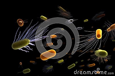 The accumulation of bacteria. Macro. Illustration Cartoon Illustration