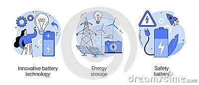 Accumulator battery use abstract concept vector illustrations. Vector Illustration