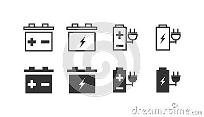 accumulator icons set isolated on white background Vector Illustration