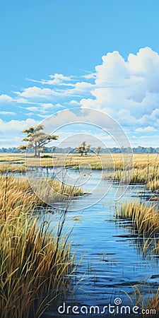 Accurate Ornithological Paintings Of Tall Grass In Southern Countryside Stock Photo