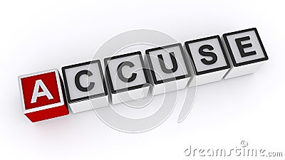 Accuse word block on white Stock Photo