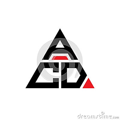 ACD triangle letter logo design with triangle shape. ACD triangle logo design monogram. ACD triangle vector logo template with red Vector Illustration