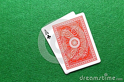Ace of clubs poker cards on gaming table Stock Photo