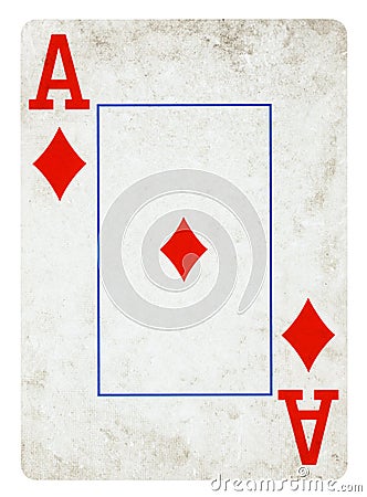 Ace of Diamonds Vintage playing card isolated on white Stock Photo