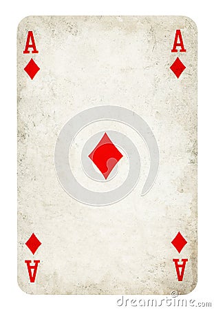 Ace of Diamonds Vintage playing card isolated on white Stock Photo