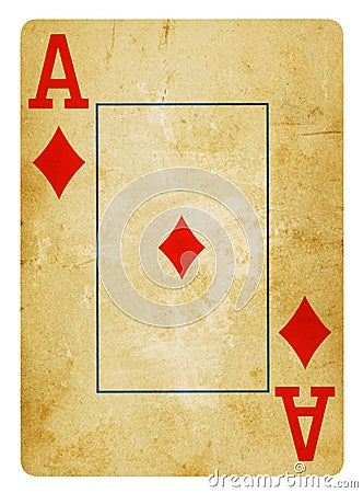 Ace of Diamonds Vintage playing card isolated Stock Photo