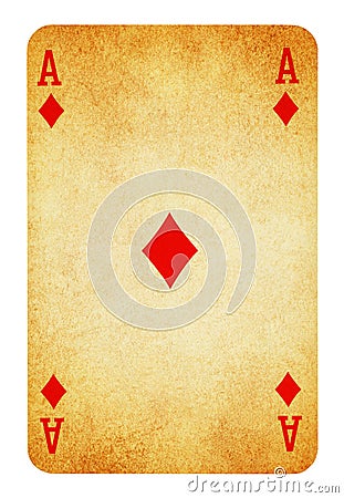 Ace of Diamonds Vintage playing card isolated on white Stock Photo