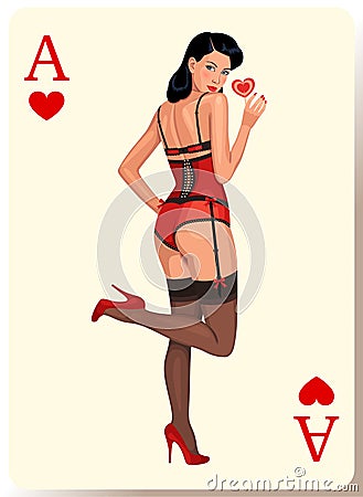 Ace of Hearts Vector Illustration