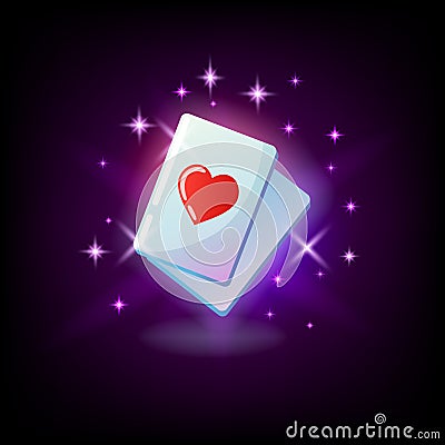 Ace of hearts, red heart suit card, ace, slot icon for online casino or logo for mobile game winning combination, poker Vector Illustration