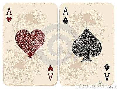 Ace of Hearts & Spades Vector Illustration