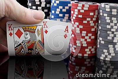 Ace, King & chips Poker game Stock Photo