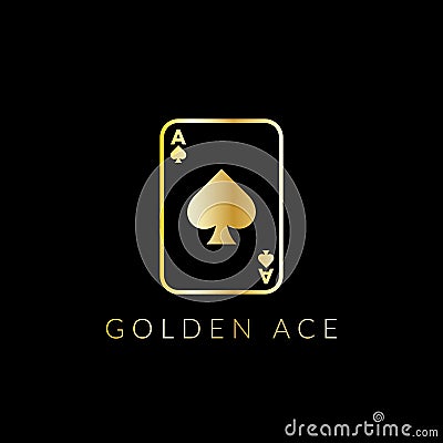 Ace Spade Logo with gold design. Card. Vector eps 10 Vector Illustration