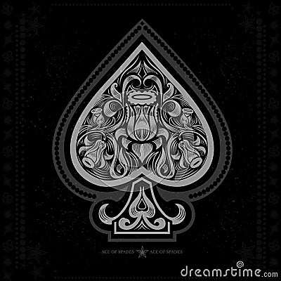 Ace of spades with flower pattern inside. white in black Vector Illustration