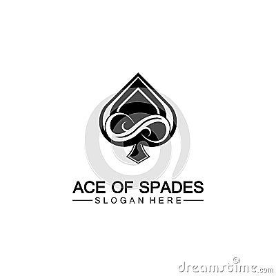 Ace of Spades icon logo design. Flat related icon for web and mobile applications. It can be used as - logo, pictogram, icon, Vector Illustration