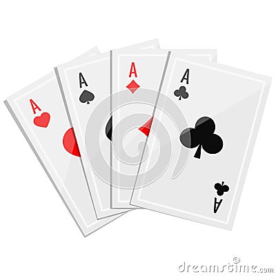 Aces four of a kind poker icon vector illustration with shadows isolated on white background. Vector Illustration