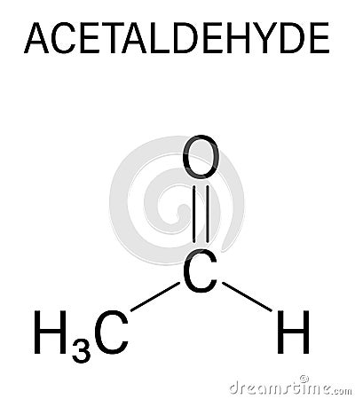 Acetaldehyde or ethanal molecule, chemical structure. Skeletal formula. Vector Illustration