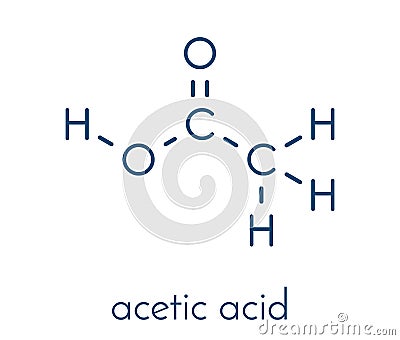 Acetic acid molecule. Vinegar is an aqueous solution of acetic acid. Skeletal formula. Vector Illustration