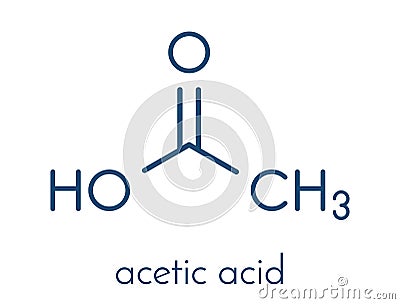 Acetic acid molecule. Vinegar is an aqueous solution of acetic acid. Skeletal formula. Vector Illustration