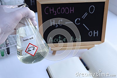acetic acid and symbol structural formula chemical Stock Photo