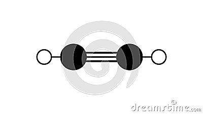 acetylene molecule, structural chemical formula, ball-and-stick model, isolated image ethyne Stock Photo