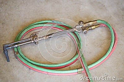 Acetylene torch and hoses Stock Photo