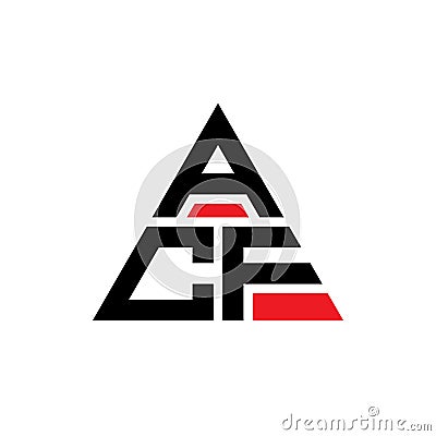 ACF triangle letter logo design with triangle shape. ACF triangle logo design monogram. ACF triangle vector logo template with red Vector Illustration