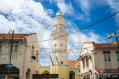 Acheen Street Mosque, aka Lebuh Aceh Mosqu at George Town, Penang, Malaysia Editorial Stock Photo