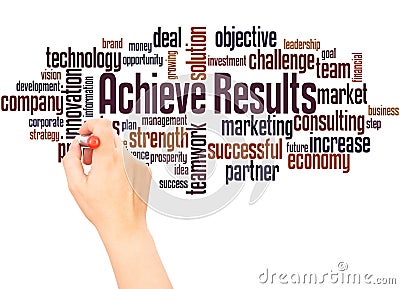 Achieve Results word cloud hand writing concept Stock Photo