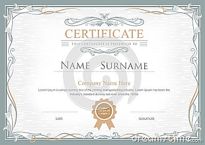 Achievement certificate flourishes vintage vector template Vector Illustration
