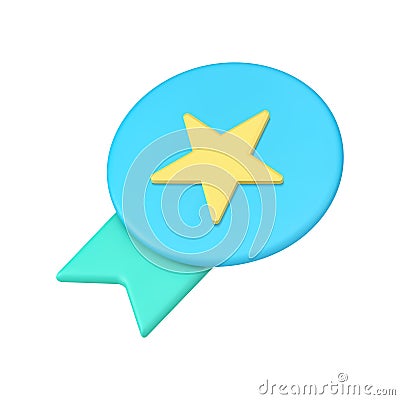 Achievement medal ribbon insignia star best reward first place victory celebration 3d icon vector Vector Illustration