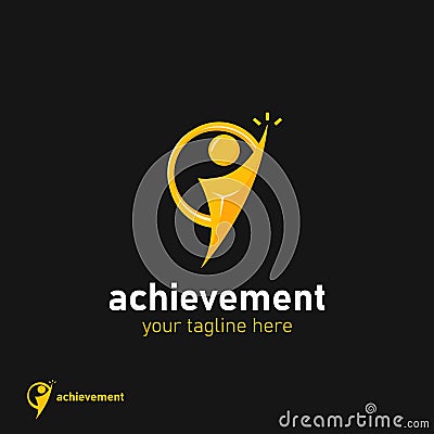 Achievement people visionary leader reach high target, reaching star vision logo icon symbol in gold color Vector Illustration