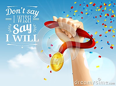 Achievement Quotes Reslistic Illustration Vector Illustration