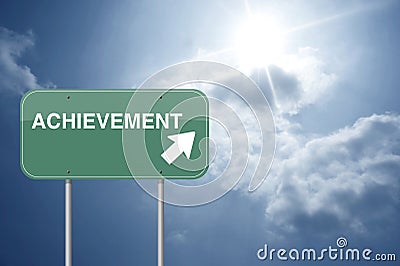 Achievement road sign Stock Photo