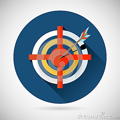 Achieving Goal Symbol Arrow Hit the Target Icon on Vector Illustration