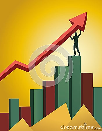 Achieving success, growing statistical data, conceptual vector illustration Vector Illustration