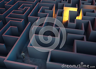 Achieving success maze Cartoon Illustration